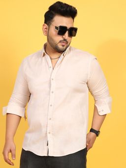 Instafab Plus - Men Beige Basic Oxford Shirt