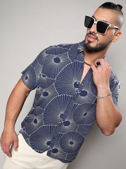 Instafab Plus - Men Mushroom Print Button Up Shirt