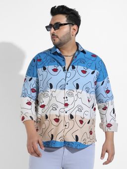 Instafab Plus - Men Multicolour Face Line Shirt