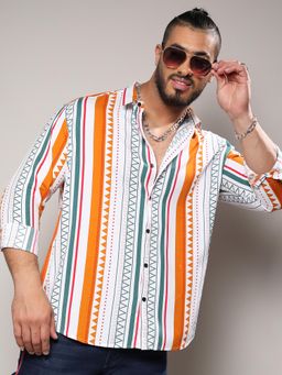 Instafab Plus - Men Multicolour Geometrical Print Shirt