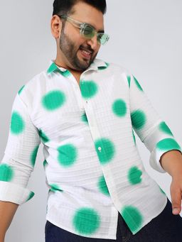 Instafab Plus - Men Chalk White:Emerald Green Spraypaint Shirt