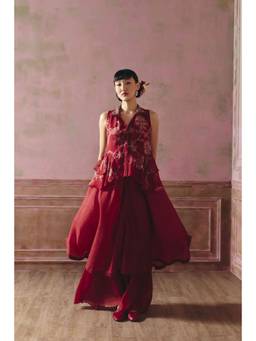 Paulmi & Harsh - Red Cherie Kurta and Sharara with Dupatta