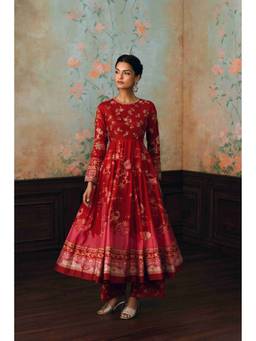 Paulmi & Harsh - Red Anika Anarkali and Pant with Dupatta