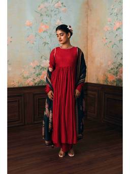 Paulmi & Harsh - Red Corrine Anarkali with Pant and Dupatta