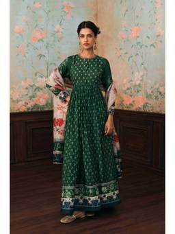 Paulmi & Harsh - Green Erika Anarkali with Pant and Dupatta