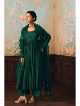 Paulmi & Harsh - Green Henna Anarkali with Pant and Dupatta