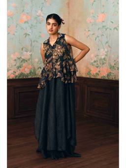 Paulmi & Harsh - Navy Blue Cherie Kurta and Sharara with Dupatta