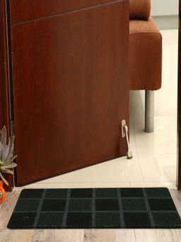 At Home by Nilkamal - Checkered Rubber Door Mat |Anti-Skid| 45 cm x 60 cm|Green