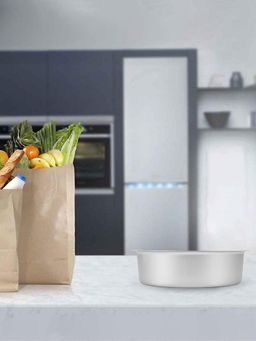 At Home by Nilkamal - Round Small Bakeware Cake Mould (Silver)