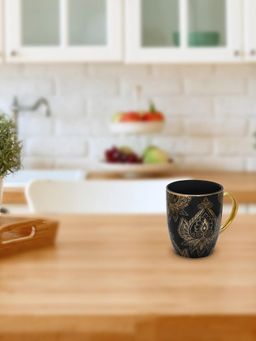 At Home by Nilkamal - Ebony Oxford E625 Milk Mug Black & Gold 340 Ml