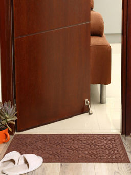 At Home by Nilkamal - Floral Polypropylene Door Mat |Anti-Skid| 45 cm x 75 cm|Brown