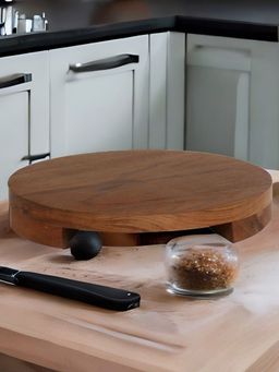 At Home by Nilkamal - Wooden Round Polpat (Brown)