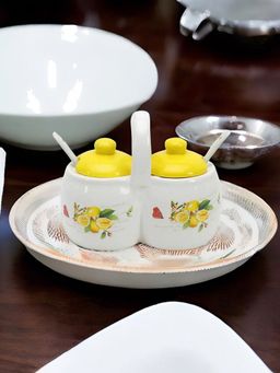 At Home by Nilkamal - Condiment Set With Spoon (Yellow)