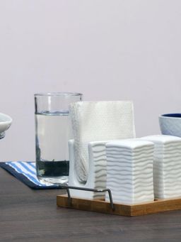 At Home by Nilkamal - Salt & Pepper Shaker With Tissue Holder And Tray