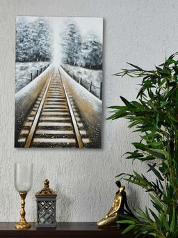 At Home by Nilkamal - Railway Track Canvas Wall Painting (Multicolor)