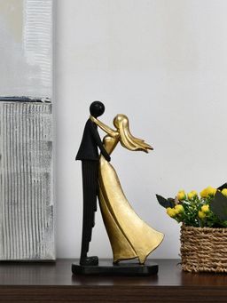At Home by Nilkamal - Ballroom Dancing Couple Polyresin Showpiece (Black & Gold)
