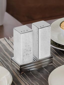 At Home by Nilkamal - Hammered Salt & Pepper Set of 2 (Silver)