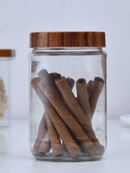 At Home by Nilkamal - Multipurpose 660ml Round Storage Jar (Brown)