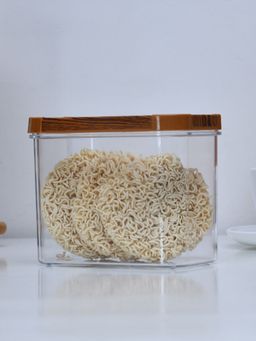 At Home by Nilkamal - Multipurpose Rectangular 1200ml Canister Storage Container (Brown)