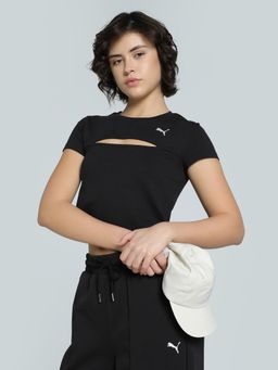 Puma - Wardrobe Essentials Black Slim Fit Cut-Out Crop Top
