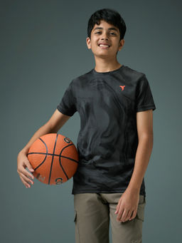 Technosport - Boy's Sports Slim Fit Black T-Shirt