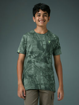 Technosport - Boy's Sports Slim Fit Green T-Shirt