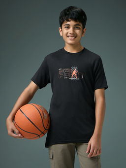 Technosport - Boy's Sports Slim Fit Black T-Shirt
