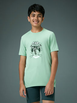 Technosport - Boy's Sports Slim Fit Green T-Shirt