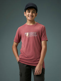 Technosport - Boy's Sports Slim Fit Rust T-Shirt