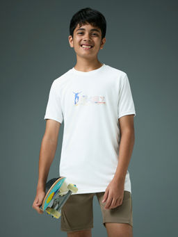 Technosport - Boy's Sports Slim Fit White T-Shirt