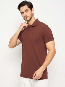 98 Degree North - Mens Half Sleeves Rust Polo T-Shirt