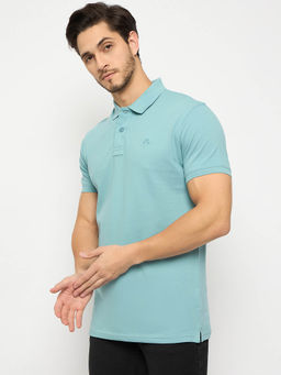 98 Degree North - Mens Half Sleeves Turquoise Polo T-Shirt