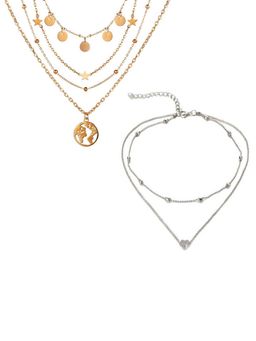 Jewels Galaxy - Jewellery For Women Gold and Silver-Plated Layered Necklace (Set of 2)