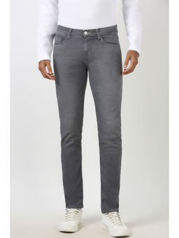 Peter England - Men Grey Light Wash Slim Tapered Fit Jeans