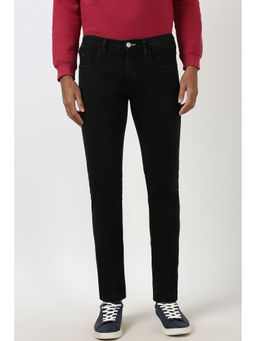 Peter England - Men Black Dark Wash Low Skinny Fit Jeans