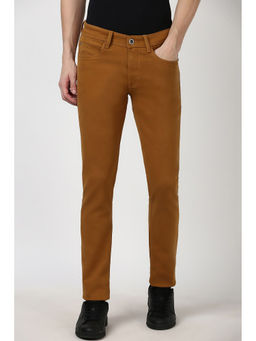 Peter England - Men Brown Dark Wash Slim Jeans