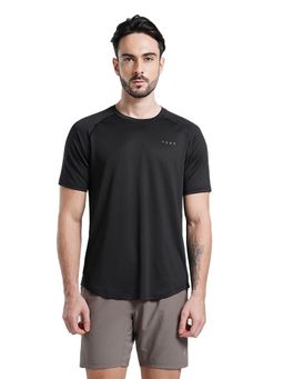 Tego - Men Power Black Polyester Core Tech Solid T-Shirt