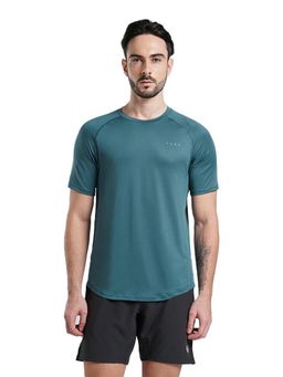 Tego - Men Teal Polyester Core Tech Solid T-Shirt