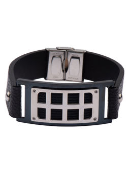 The Tie Hub - Black And Silver Metal Wrapround Wrist Band For Men