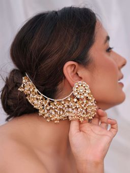 BINNI - White Serenity Pachi Kundan Earchain