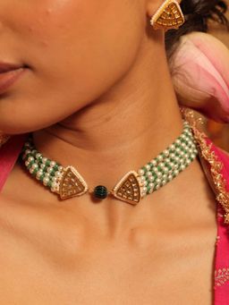 BINNI - Mehreen Green Onyx Kundan Choker Set