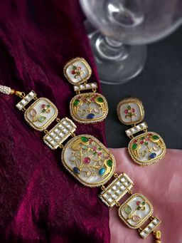 BINNI - Aira White Meenakari Choker Set