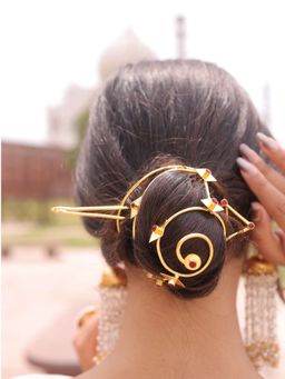 BINNI - Vivara Brass Hair Bun Cage with Stick