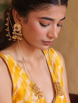 BINNI - Apala Plating Long Ghunghroo Earrings with Ear Chain