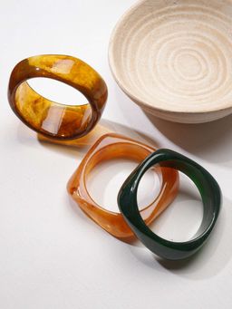 Niska - Ivory and Ember Resin Bangles (Pack of 3)