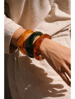 Niska - Ivory and Ember Resin Bangles (Pack of 3)