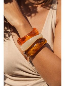 Niska - Ivory and Ember Resin Bangles (Pack of 3)