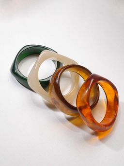 Niska - Ivory and Ember Resin Bangles (Pack of 4)