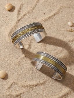 Niska - Silver Oxidized Bracelet Cuffs (Pack of 2)