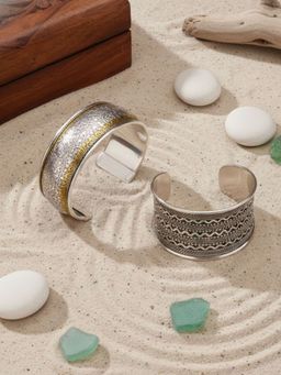 Niska - Silver Oxidized Bracelet Cuffs (Pack of 2)